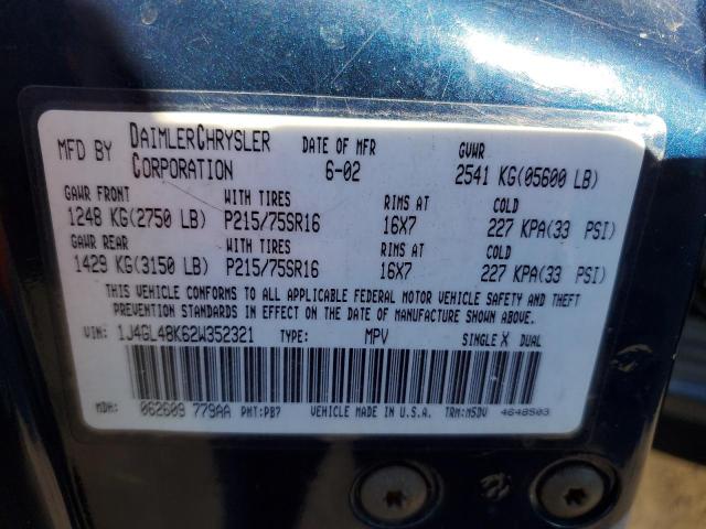 1J4GL48K62W352321 - 2002 JEEP LIBERTY SPORT 蓝色 照片 13