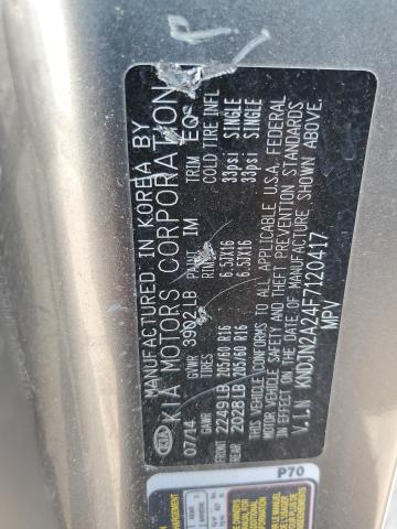 KNDJN2A24F7120417 - 2015 KIA SOUL GRAY photo 12