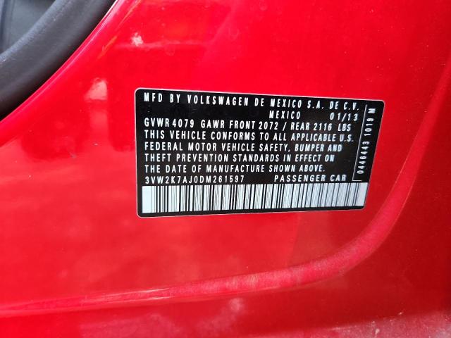 3VW2K7AJ0DM261597 - 2013 VOLKSWAGEN JETTA BASE Qırmızı foto 12