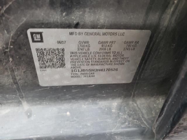 1G1JB5SH3H4170526 - 2017 CHEVROLET SONIC LS 灰色 照片 12