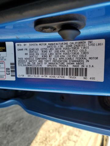 5TEJU62N96Z212036 - 2006 TOYOTA TACOMA DOUBLE CAB PRERUNNER BLUE photo 13