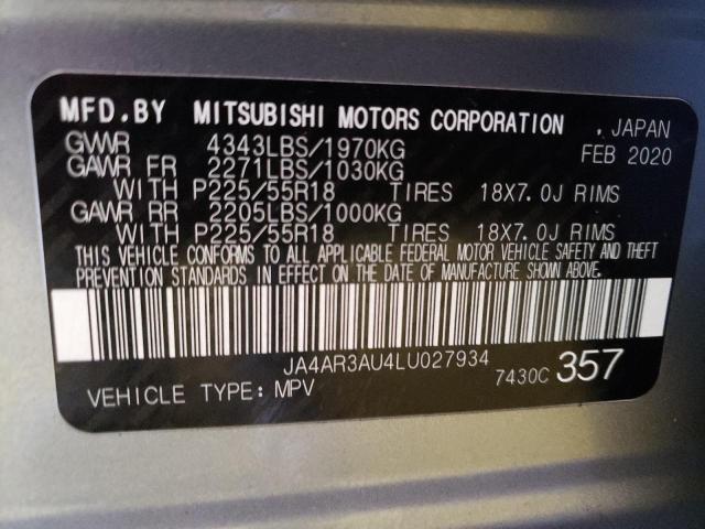 JA4AR3AU4LU027934 - 2020 MITSUBISHI OUTLANDER ES GRAY photo 14