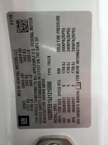 1GCRTEE19J1215806 - 2018 CHEVROLET COLORADO ZR2 WHITE photo 12