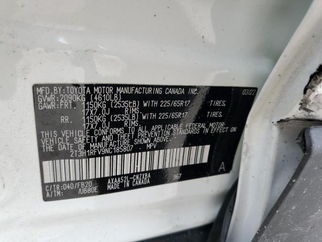 2T3H1RFV9NC185807 - 2022 TOYOTA RAV4 LE WHITE photo 13