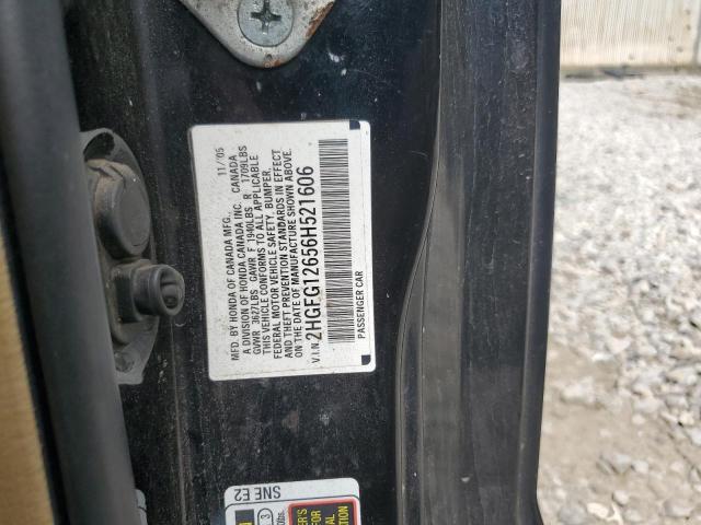 2HGFG12656H521606 - 2006 HONDA CIVIC LX Noir photo 12