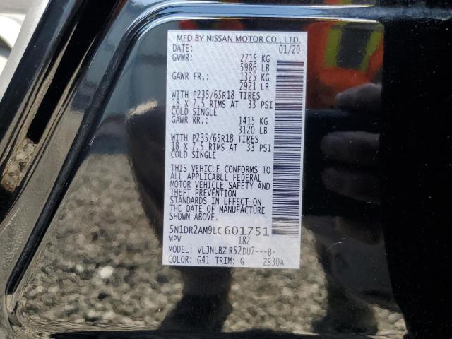 5N1DR2AM9LC601751 - 2020 NISSAN PATHFINDER S 黑色 照片 13