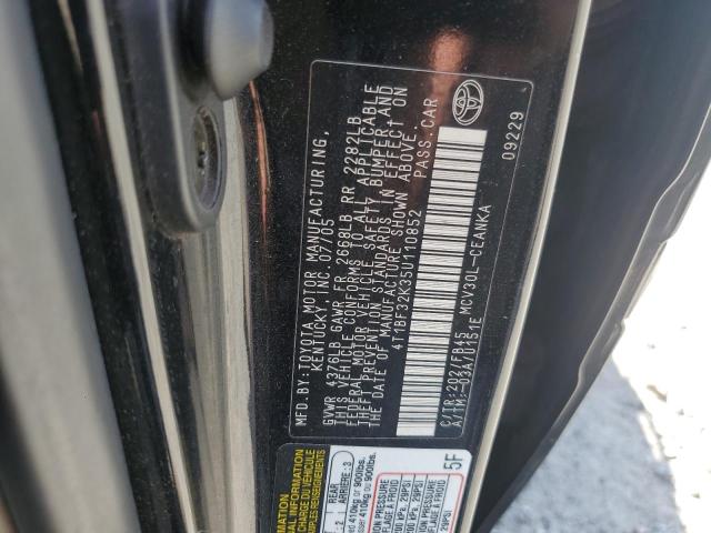 4T1BF32K35U110852 - 2005 TOYOTA CAMRY LE BLACK photo 12