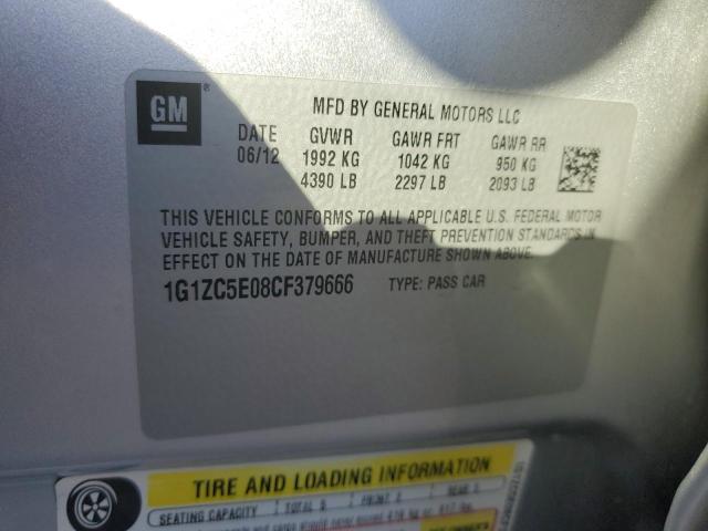 1G1ZC5E08CF379666 - 2012 CHEVROLET MALIBU 1LT SILVER photo 12