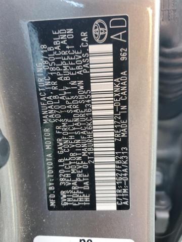 2T1BURHE6KC163455 - 2019 TOYOTA COROLLA L Grau Foto 12