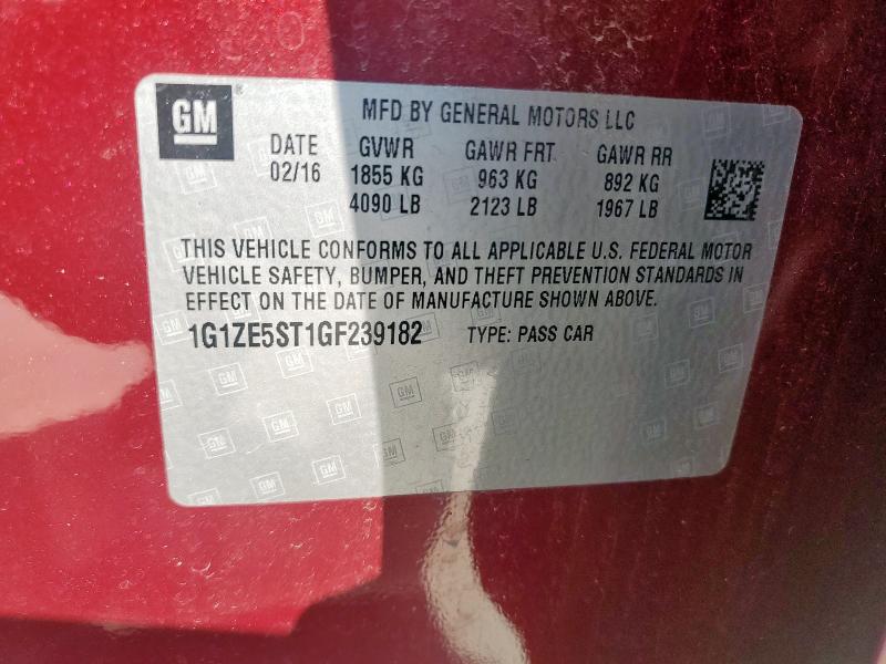 1G1ZE5ST1GF239182 - 2016 CHEVROLET MALIBU LT 勃艮第红 照片 13