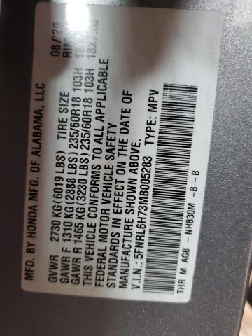 5FNRL6H73MB005283 - 2021 HONDA ODYSSEY EXL BLUE photo 14