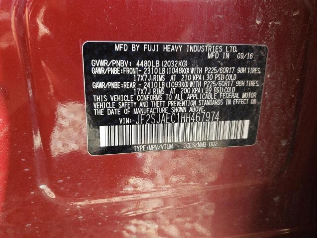 JF2SJAEC1HH467974 - 2017 SUBARU FORESTER 2.5I PREMIUM Tünd qırmızı foto 14