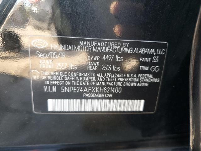 5NPE24AFXKH821400 - 2019 HYUNDAI SONATA SE 黑色 照片 12