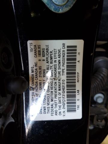 2HGFC1F31GH631310 - 2016 HONDA CIVIC EX BLACK photo 12