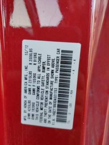 1HGCT1B8XDA001753 - 2013 HONDA ACCORD EXL RED photo 12