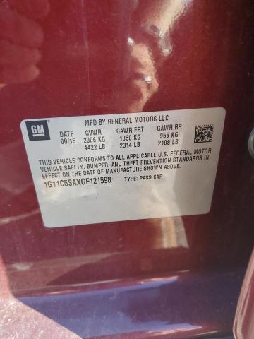 1G11C5SAXGF121598 - 2016 CHEVROLET MALIBU LIM LT RED photo 12