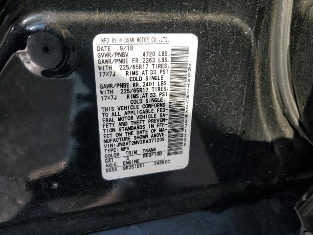 JN8AT2MV2KW371209 - 2019 NISSAN ROGUE S BLACK photo 14