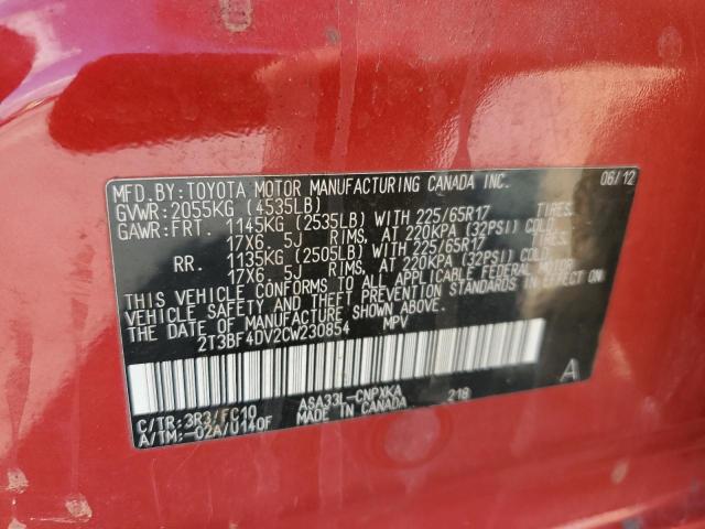 2T3BF4DV2CW230854 - 2012 TOYOTA RAV4 Bordo foto 13