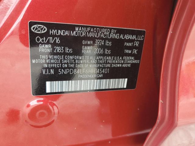 5NPD84LF6HH145401 - 2017 HYUNDAI ELANTRA SE RED photo 12