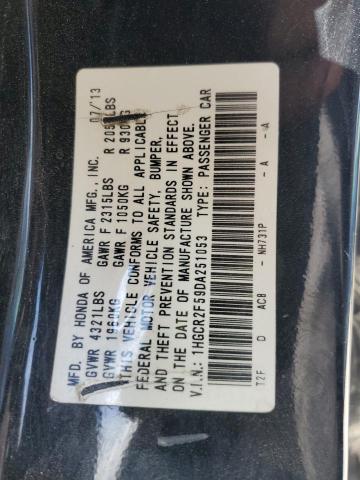 1HGCR2F59DA251053 - 2013 HONDA ACCORD SPORT BLACK photo 12