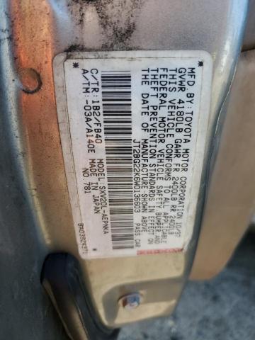 JT2BG22K6W0136603 - 1998 TOYOTA CAMRY CE TAN photo 12