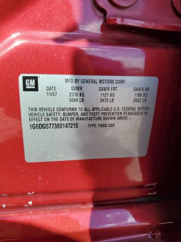 1G6DG577380147215 - 2008 CADILLAC CTS RED photo 12