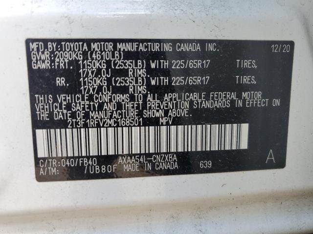 2T3F1RFV2MC168501 - 2021 TOYOTA RAV4 LE WHITE photo 14