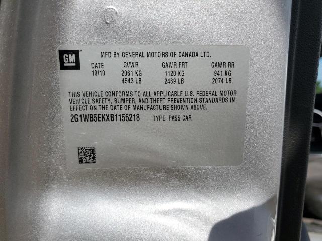 2G1WB5EKXB1156218 - 2011 CHEVROLET IMPALA LT 银色 照片 12