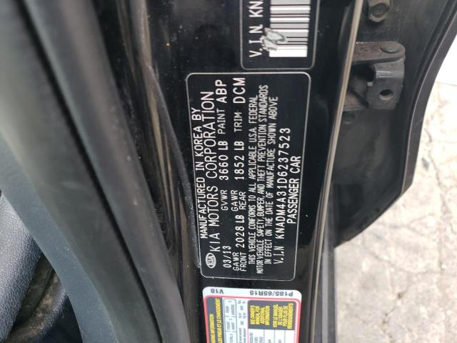 KNADM4A31D6237523 - 2013 KIA RIO LX BLACK photo 12