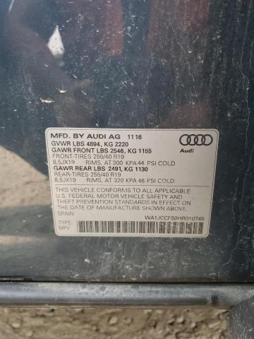 WA1JCCFS0HR010745 - 2017 AUDI Q3 PREMIUM PLUS Blau Foto 14