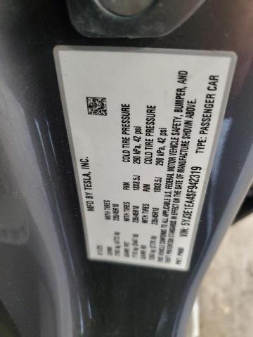 5YJ3E1EA4SF942319 - 2025 TESLA MODEL 3 GRAY photo 12