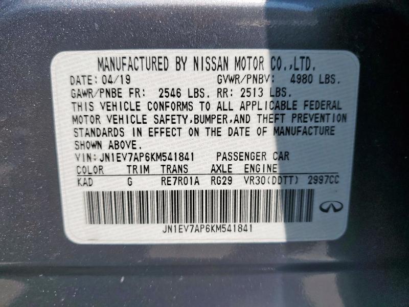 JN1EV7AP6KM541841 - 2019 INFINITI Q50 LUXE 灰色 照片 13