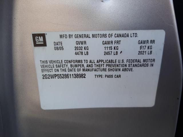 2G2WP552861138982 - 2006 PONTIAC GRAND PRIX 银色 照片 12