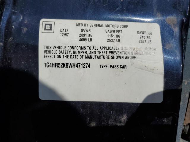 1G4HR52K8WH471274 - 1998 BUICK LESABRE LIMITED BLUE photo 13