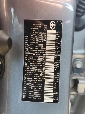 5YFEPMAE1MP208208 - 2021 TOYOTA COROLLA LE BLUE photo 13