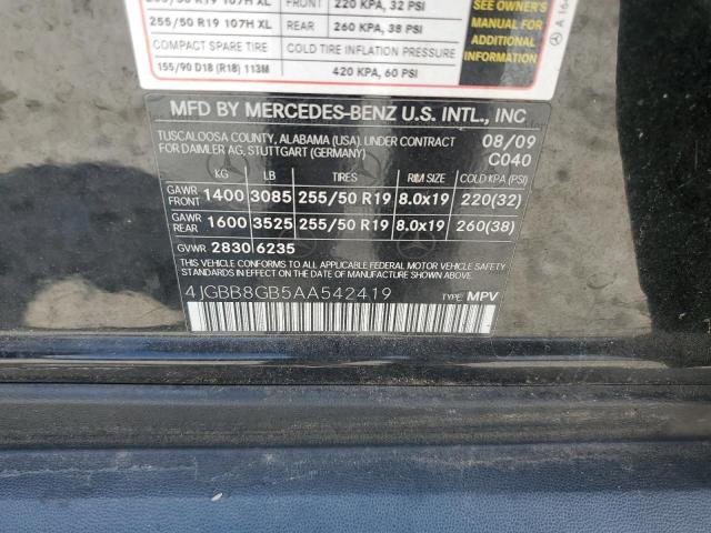 4JGBB8GB5AA542419 - 2010 MERCEDES-BENZ ML 350 4MATIC BLACK photo 13