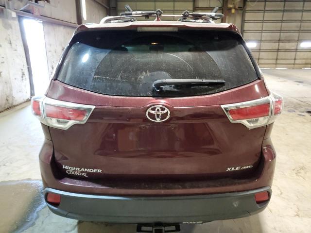 5TDJKRFH0GS287556 - 2016 TOYOTA HIGHLANDER XLE Tünd qırmızı foto 6