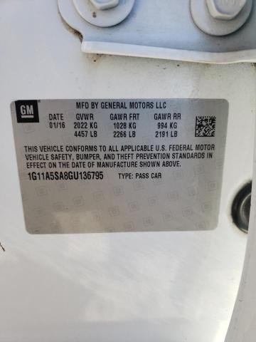 1G11A5SA8GU136795 - 2016 CHEVROLET MALIBU LIM LS თეთრი ფოტო 10