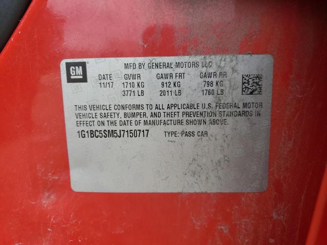 1G1BC5SM5J7150717 - 2018 CHEVROLET CRUZE LS RED photo 12