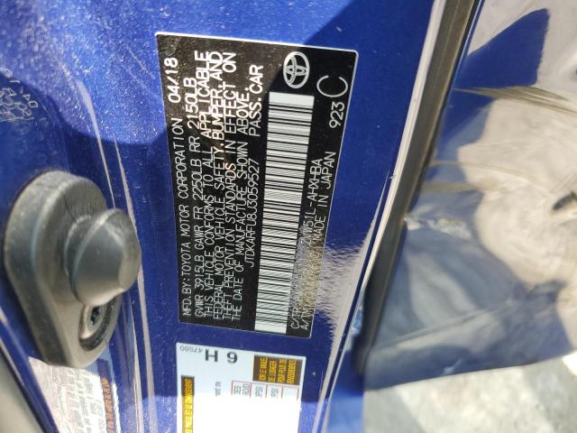 JTDKARFU8J3059527 - 2018 TOYOTA PRIUS BLUE photo 14