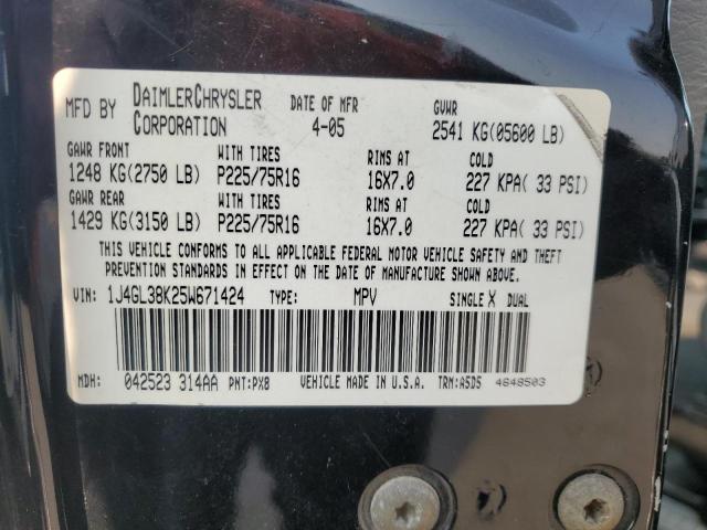 1J4GL38K25W671424 - 2005 JEEP LIBERTY RENEGADE 黑色 照片 13