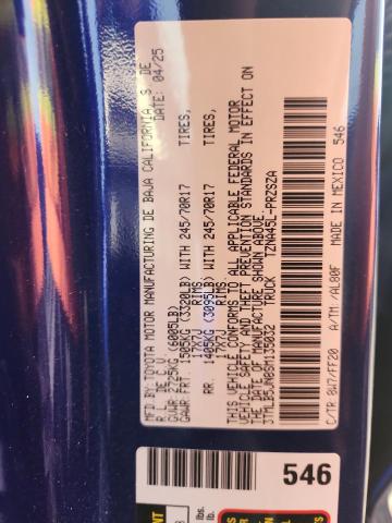 3TMLB5JN8SM135032 - 2025 TOYOTA TACOMA DOUBLE CAB أزرق صورة 12