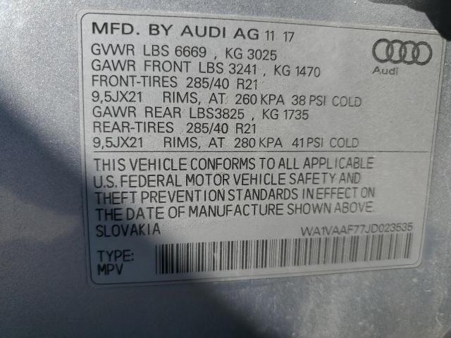 WA1VAAF77JD023535 - 2018 AUDI Q7 PRESTIGE Gümüş fotoğraf 13