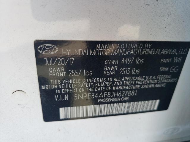 5NPE34AF8JH627881 - 2018 HYUNDAI SONATA SPORT WHITE photo 12