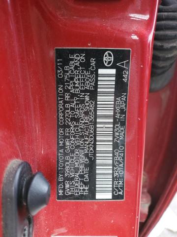 JTDKN3DU6B1365482 - 2011 TOYOTA PRIUS HYBR RED photo 13