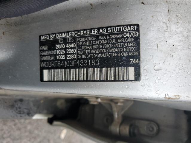 WDBRF84J03F433180 - 2003 MERCEDES-BENZ C 320 4MATIC SILVER photo 12