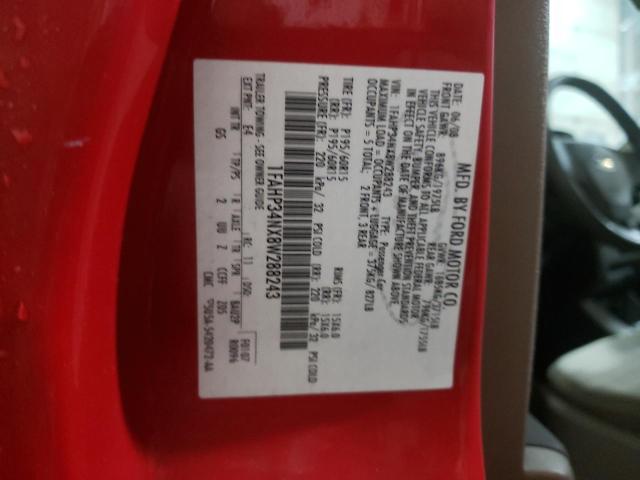 1FAHP34NX8W288243 - 2008 FORD FOCUS S/SE RED photo 12