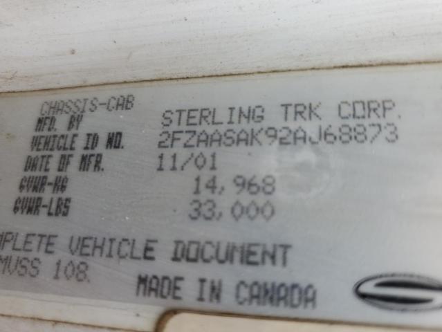 2FZAASAK92AJ68873 - 2002 STERLING TRUCK L 7500 WHITE photo 13