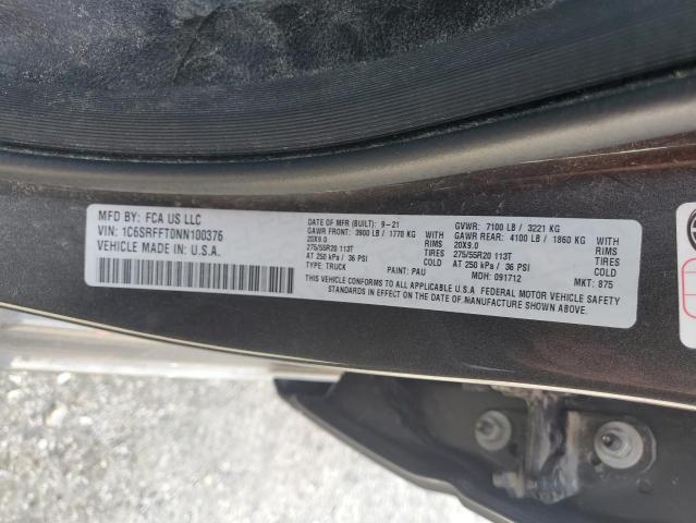 1C6SRFFT0NN100376 - 2022 RAM 1500 BIG HORN/LONE STAR CHARCOAL photo 13