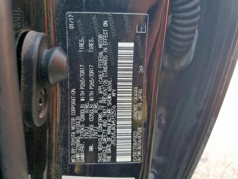 JTEZU5JR3H5152516 - 2017 TOYOTA 4RUNNER SR5 BLACK photo 13